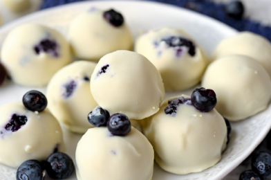 white chocolate blueberry truffles