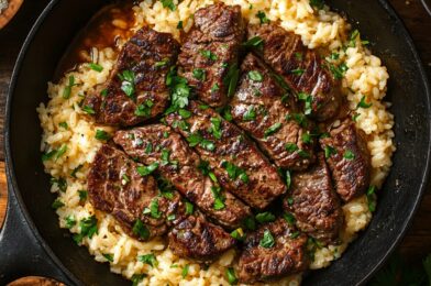 Honey Garlic Butter Steak and Rice Skillet